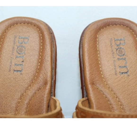 Born Womens 8 Brown Suede Leather Buckle Clogs Mules Platform Wedge  NWOB - Picture 9 of 9